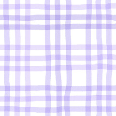 Purple Plaid Gingham Hand Drawn Background Pattern Overlay