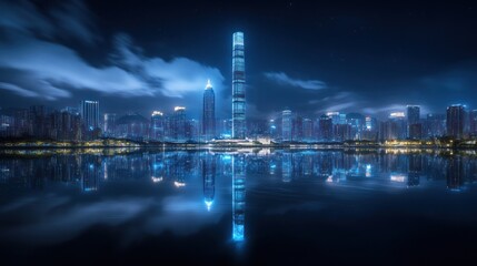 Fototapeta premium Night Cityscape Reflection