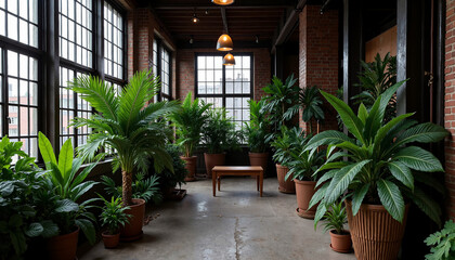 Fototapeta premium Indoor plants thriving in cozy space with natural light 