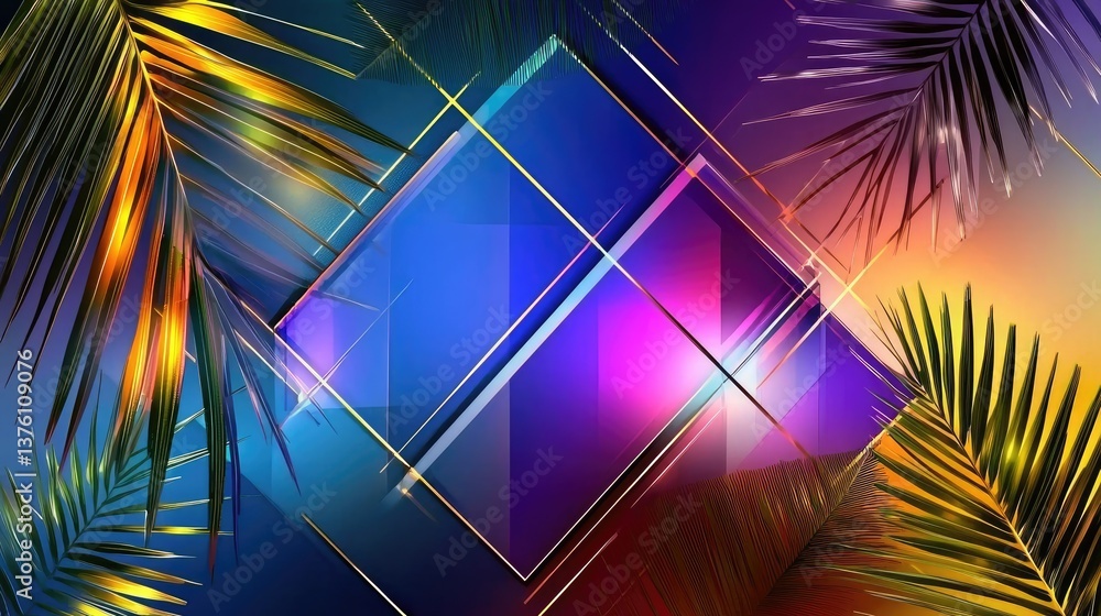 Poster purple geometric background with diagonal lines and overlap layers, modern design