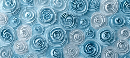 Abstract Pattern of Swirling Blue Paper Roses A Delicate Floral Background for Designs