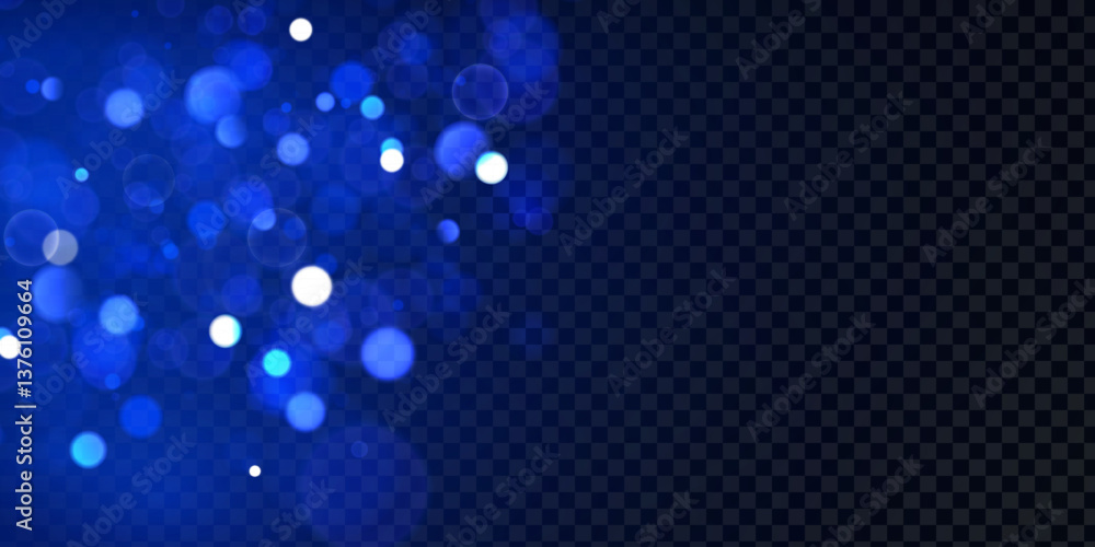 Poster glitter and elegant for christmas. abstact bokeh circles. blue glitter stardust background. abstract