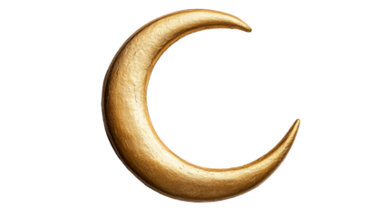Golden moon crescent shape celestial, dreamy background, cut out transparent