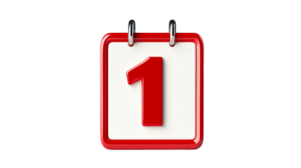 Calendar page with first day, reminder concept, cut out transparent