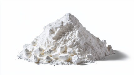 Fototapeta premium Simple white powder pile on white background, smooth texture and shadow details