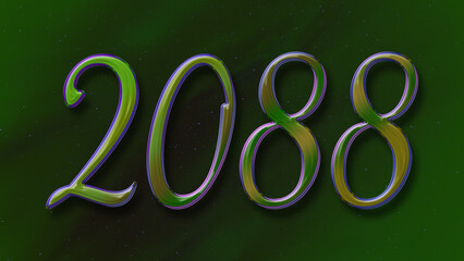 3D green with blue border design of number 2088 on green background.