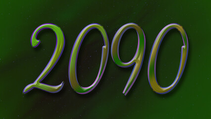 3D green with blue border design of number 2090 on green background.