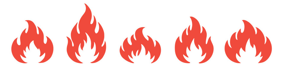 Fire icons set. Fire symbol set. Vector illustration