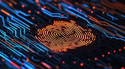 Digital fingerprint technology cybersecurity innovations concept art abstract background close-up future trends