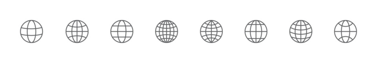 Set of world icon. Globe Symbol, web logo, world wide web, earth, planet. Vector illustration.