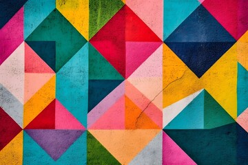 Colorful geometric shapes in vibrant colors on a wall