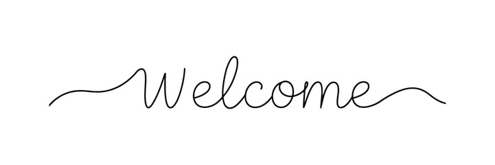 Welcome calligraphy lettering. One line continuous word welcome. Vector illustration.