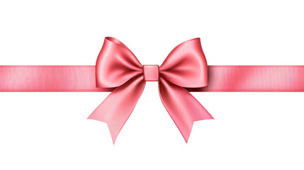 Pink ribbon and bow decoration for gifts, cut out transparent