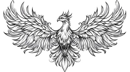 Fototapeta premium Majestic Eagle Spread Wings Powerful Mythological Creature Graphic