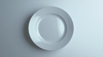 Clean White Dinner Plate on Light Background Minimalist Table Setting Empty Dishware