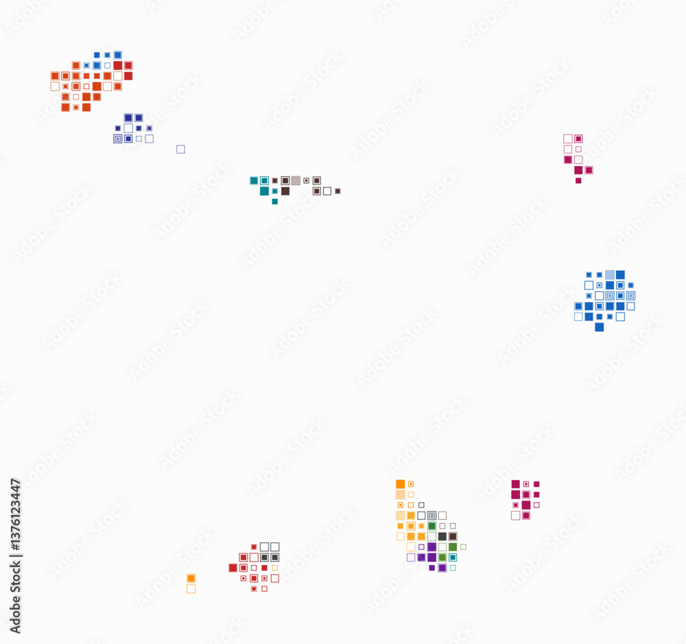 Poster cabo verde, shape of the country build of colored cells. digital style map of the cabo verde on whit