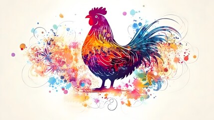 Fototapeta premium Vibrant and Whimsical Rooster Digital