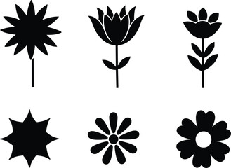 hoa.epsA collection of black floral and potted plant silhouettes arranged in simple, minimalistic patterns on white backgrounds, perfect for decorative and design projects.