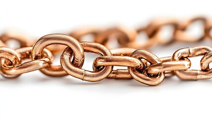 Obraz premium Close-Up of Shiny Copper Chain Links Displaying Intricate Texture and Industrial Design