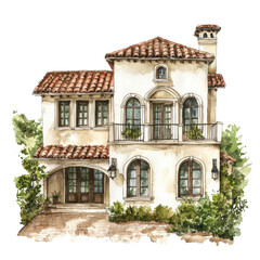 Charming Mediterranean Villa with Terracotta Roof and Lush Garden