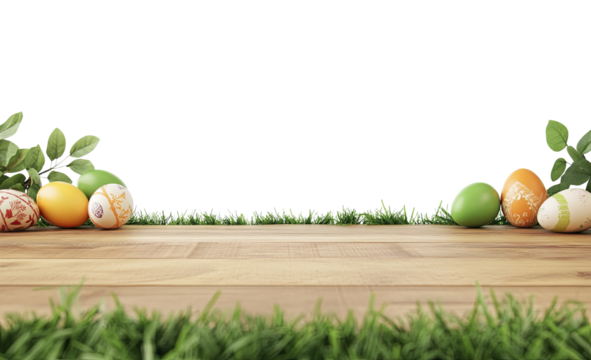 Colorful eggs and grass gives cheerful Easter holiday vibe