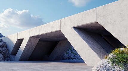 Modern architectural bridge design urban landscape 3d render contemporary setting low angle view innovative structure