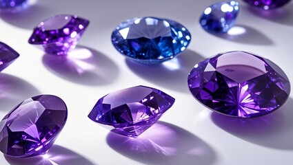 Fototapeta premium Glimmering bunch of purple and blue gems showcasing rich colors and unique textures in a stunning display.