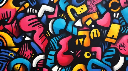Vibrant Geometric Abstract Art with Playful Shapes and Patterns