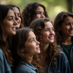Obraz premium Group of friends laughing. Teenagers in a friendly company. Uniting by age.