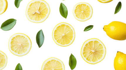 A close up of a bunch of lemons and their slices