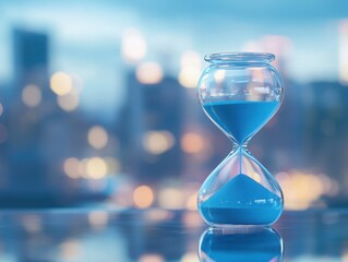 Hourglass on blue background