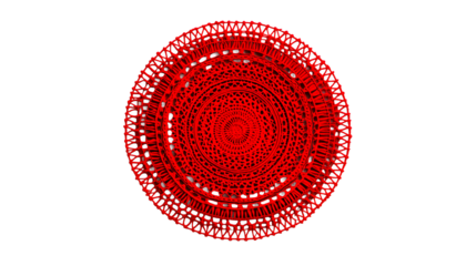 Red circular ornament with intricate patterns, cut out transparent