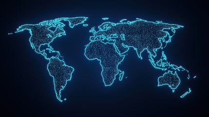 Global connectivity digital world map visualization virtual environment abstract design futuristic view