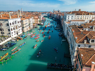 Carnival parade on the water of Grand Canale in Venezia 