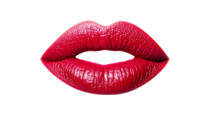 Obraz premium Red lips with lipstick beauty makeup, isolated, cut out transparent