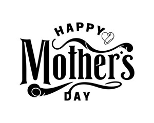 Happy Mother's Day lettering vector illustration. Elegant calligraphy. Vintage typography and charming holiday-themed symbols, perfect for greeting cards, banners, and creative designs.