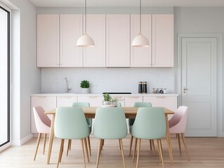 Modern Minimalist Kitchen and Dining Area with Chic Decor