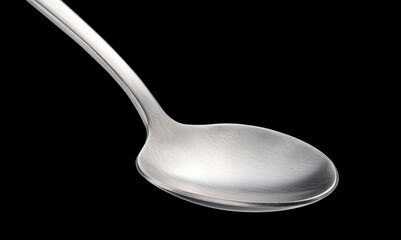 Stainless steel spoon isolated on black background