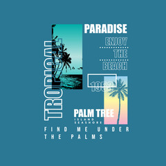 Tropical Paradise enjoy the beach summer vector poster design