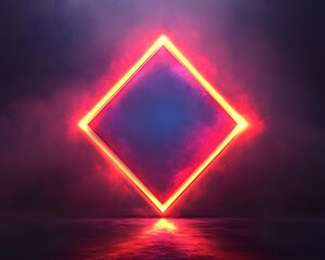 Glowing geometric diamond frame against gradient background