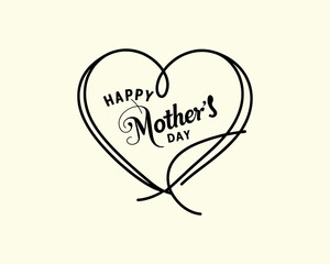 Happy Mother's Day lettering vector illustration. Elegant calligraphy. Vintage typography and charming holiday-themed symbols, perfect for greeting cards, banners, and creative designs.
