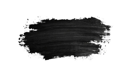 Grungy black paint stroke with white outline, cut out transparent