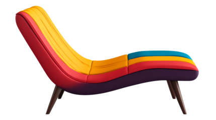 Vivid multicolor chaise lounge isolated, cut out transparent