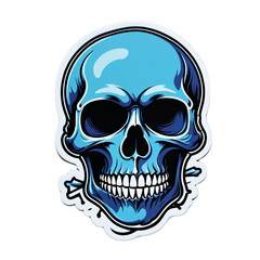 Fototapeta premium cute skull cartoon drawing die cut sticker in transparent background