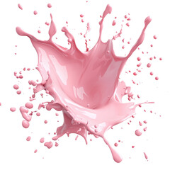 A vibrant pink splash explodes in a joyful burst of color against a clean white background, showcasing a dynamic and energetic moment.