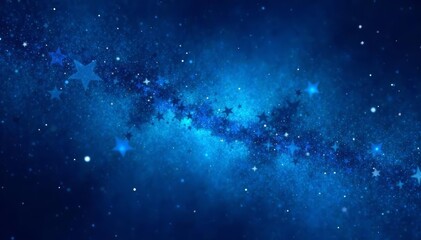 Obraz premium Blue celestial background with twinkling stars, cosmos, fantasy, galaxy