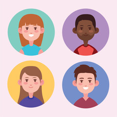 Fototapeta premium Diverse People Avatars in Flat Style