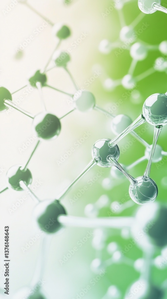 Poster abstract molecular structure with interconnecting spheres and vibrant gradient