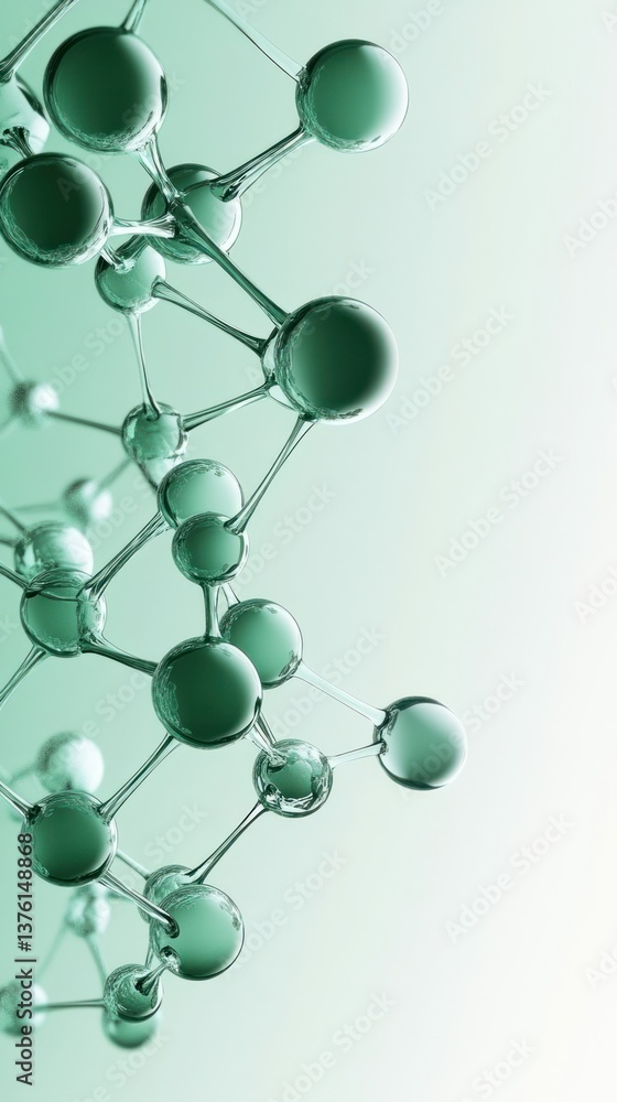 Poster abstract molecular structure visualization with interconnected spheres