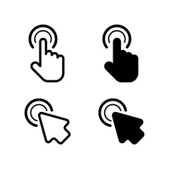 Obraz premium Click - vector icons. Cursor - vector icons. Hand click icon. Hand cursor - vector icons. Computer mouse cursor click icon. Stock vector